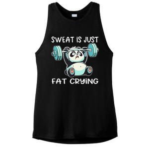 Panda Sweat Is Just Fat Crying Gym Gift Ladies PosiCharge Tri-Blend Wicking Tank