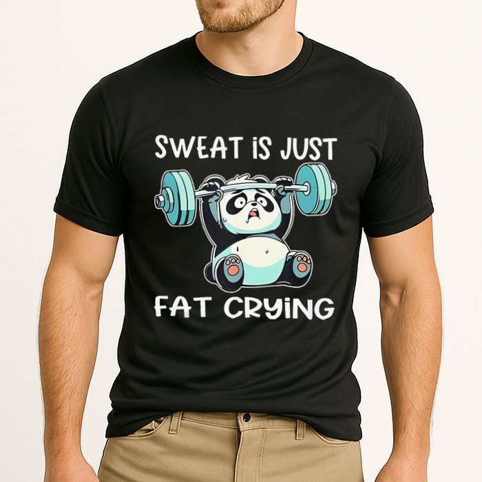 Panda Sweat Is Just Fat Crying Gym Gift Cooling Performance Crew T-Shirt