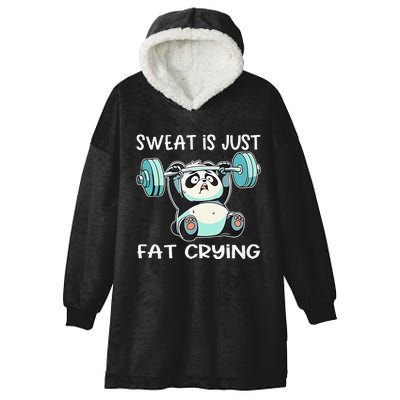 Panda Sweat Is Just Fat Crying Gym Gift Hooded Wearable Blanket