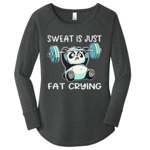 Panda Sweat Is Just Fat Crying Gym Gift Women's Perfect Tri Tunic Long Sleeve Shirt