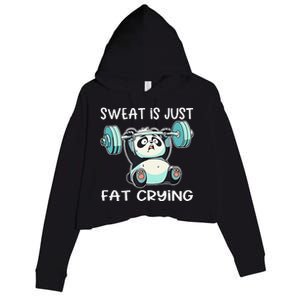 Panda Sweat Is Just Fat Crying Gym Gift Crop Fleece Hoodie