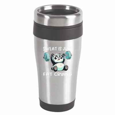 Panda Sweat Is Just Fat Crying Gym Gift 16oz Travel Tumbler