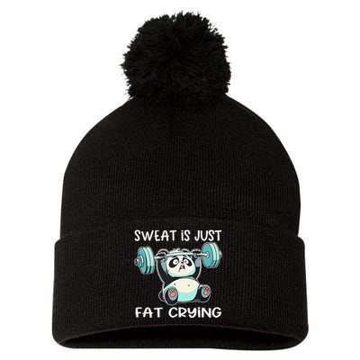 Panda Sweat Is Just Fat Crying Gym Gift Pom Pom 12in Knit Beanie