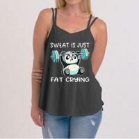 Panda Sweat Is Just Fat Crying Gym Gift Women's Strappy Tank