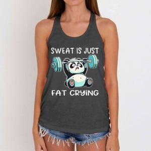 Panda Sweat Is Just Fat Crying Gym Gift Women's Knotted Racerback Tank