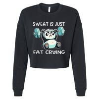 Panda Sweat Is Just Fat Crying Gym Gift Cropped Pullover Crew