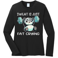 Panda Sweat Is Just Fat Crying Gym Gift Ladies Long Sleeve Shirt