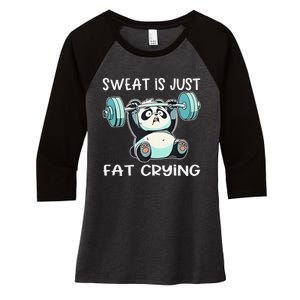 Panda Sweat Is Just Fat Crying Gym Gift Women's Tri-Blend 3/4-Sleeve Raglan Shirt