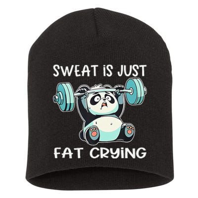 Panda Sweat Is Just Fat Crying Gym Gift Short Acrylic Beanie