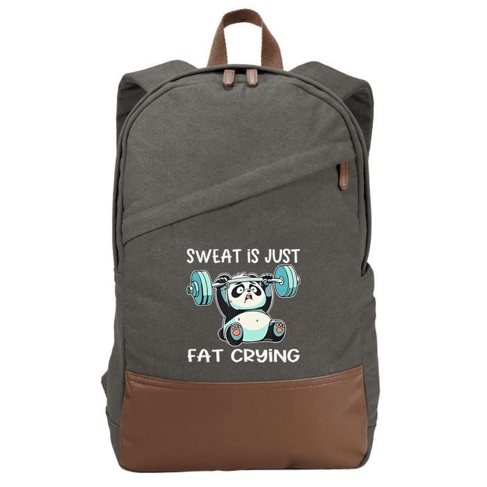 Panda Sweat Is Just Fat Crying Gym Gift Cotton Canvas Backpack