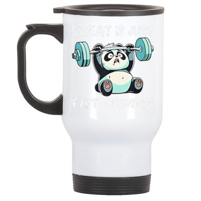 Panda Sweat Is Just Fat Crying Gym Gift Stainless Steel Travel Mug