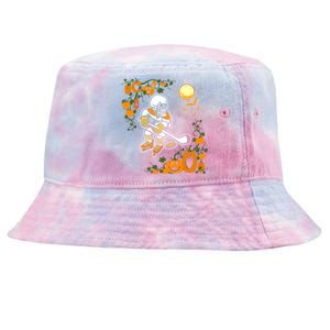 Pumpkin Skeleton Ice Hockey Funny Halloween Sports Player Funny Gift Tie-Dyed Bucket Hat