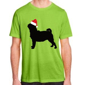 Pug Silhouette In Santa Hat Funny Christmas Dog Lover Funny Gift Adult ChromaSoft Performance T-Shirt