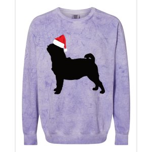 Pug Silhouette In Santa Hat Funny Christmas Dog Lover Funny Gift Colorblast Crewneck Sweatshirt