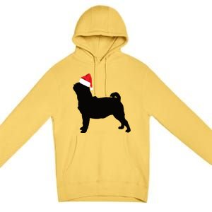 Pug Silhouette In Santa Hat Funny Christmas Dog Lover Funny Gift Premium Pullover Hoodie