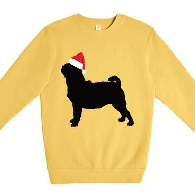 Pug Silhouette In Santa Hat Funny Christmas Dog Lover Funny Gift Premium Crewneck Sweatshirt