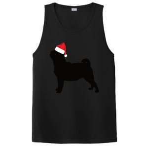 Pug Silhouette In Santa Hat Funny Christmas Dog Lover Funny Gift PosiCharge Competitor Tank