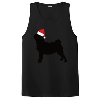 Pug Silhouette In Santa Hat Funny Christmas Dog Lover Funny Gift PosiCharge Competitor Tank