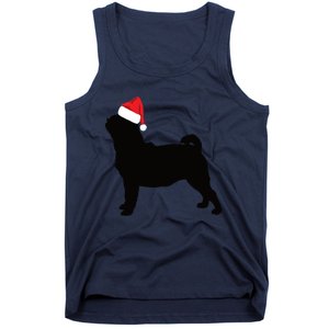 Pug Silhouette In Santa Hat Funny Christmas Dog Lover Funny Gift Tank Top