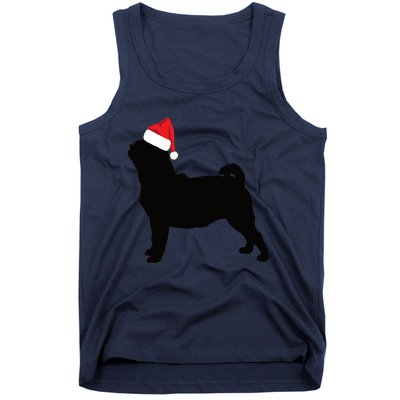 Pug Silhouette In Santa Hat Funny Christmas Dog Lover Funny Gift Tank Top