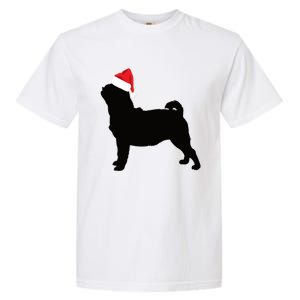 Pug Silhouette In Santa Hat Funny Christmas Dog Lover Funny Gift Garment-Dyed Heavyweight T-Shirt