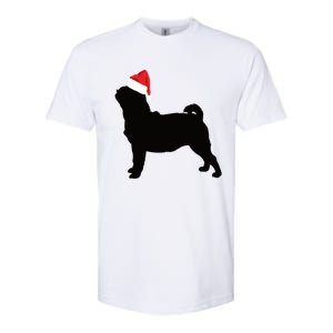 Pug Silhouette In Santa Hat Funny Christmas Dog Lover Funny Gift Softstyle CVC T-Shirt