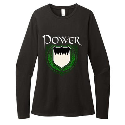 Power Surname Irish Clan Tartan Badge Ireland  Womens CVC Long Sleeve Shirt