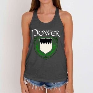 Power Surname Irish Clan Tartan Badge Ireland  Women's Knotted Racerback Tank