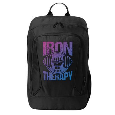 Powerlifting Strong Iron Is My Therapy Fitness Gym Gift City Backpack