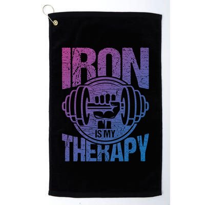 Powerlifting Strong Iron Is My Therapy Fitness Gym Gift Golf Towel