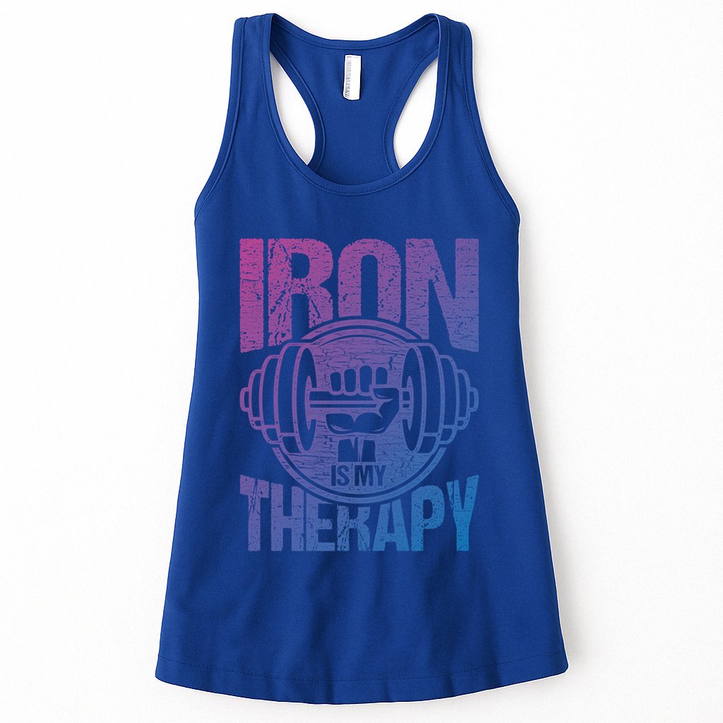 Powerlifting Strong Iron Is My Therapy Fitness Gym Gift Womens Tank Top