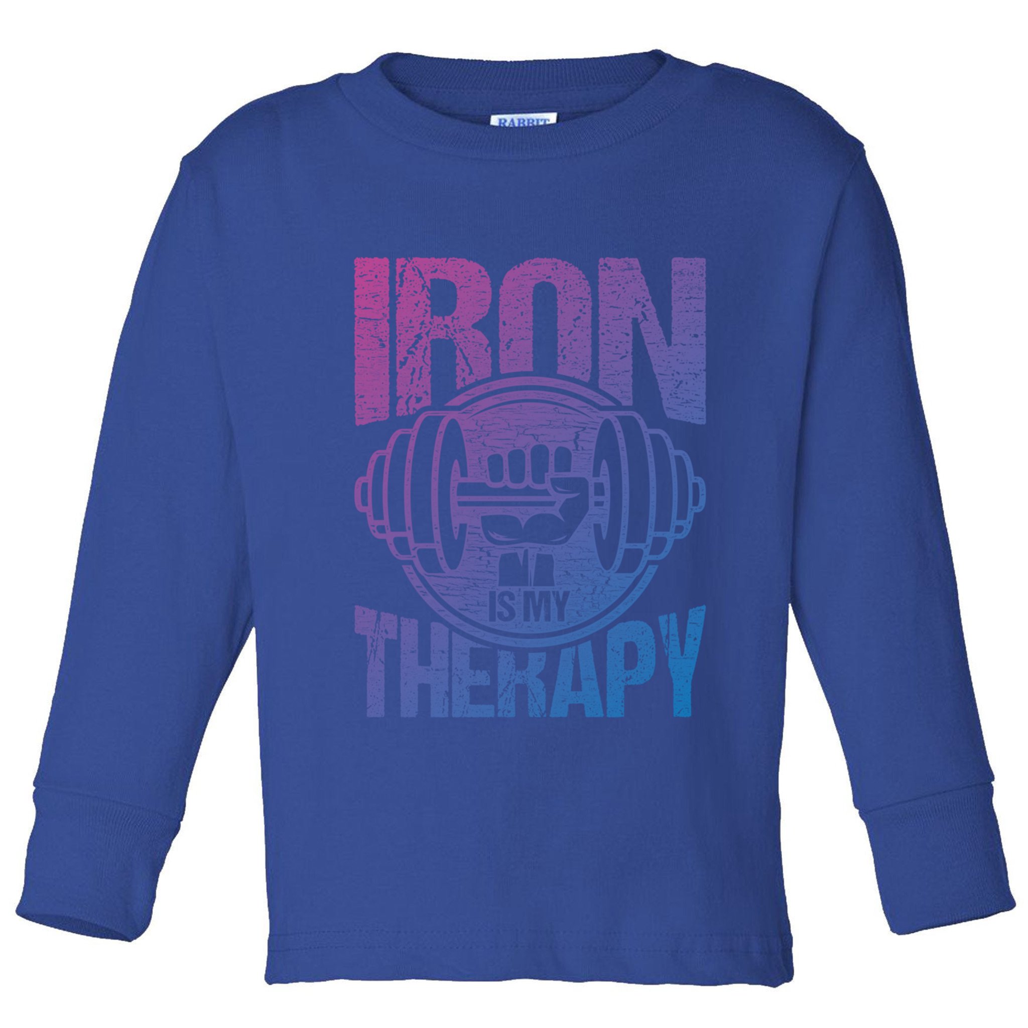 Powerlifting Strong Iron Is My Therapy Fitness Gym Gift Toddler Long Sleeve Shirt