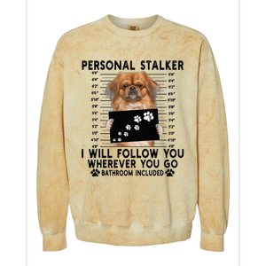 Personal Stalker I Will Follow You Pekingese Lover Gift Colorblast Crewneck Sweatshirt