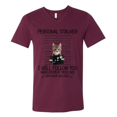 Personal Stalker ILl Follow You Wherever You Go Cat Mugshot V-Neck T-Shirt