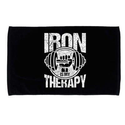 Powerlifting Strong Iron Is My Therapy Fitness Gym Gift Microfiber Hand Towel