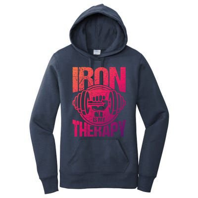 Powerlifting Strong Iron Is My Therapy Fitness Gym Gift Women's Pullover Hoodie