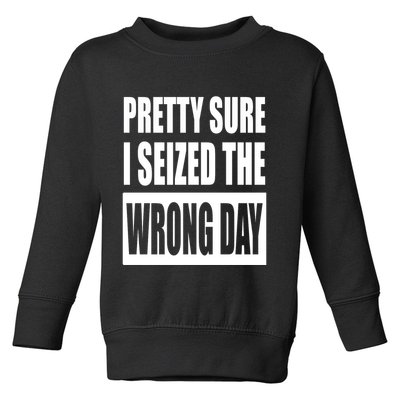 Pretty Sure I Seized The Wrong Day Funny Saying Toddler Sweatshirt