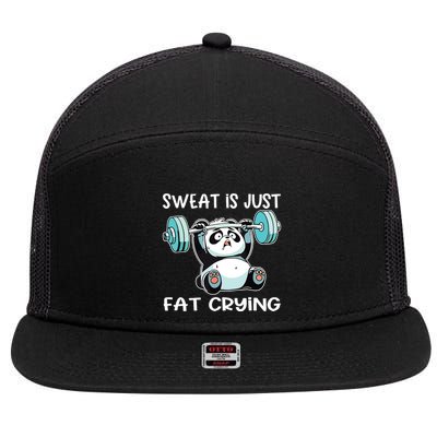 Panda Sweat Is Just Fat Crying Gym 7 Panel Mesh Trucker Snapback Hat