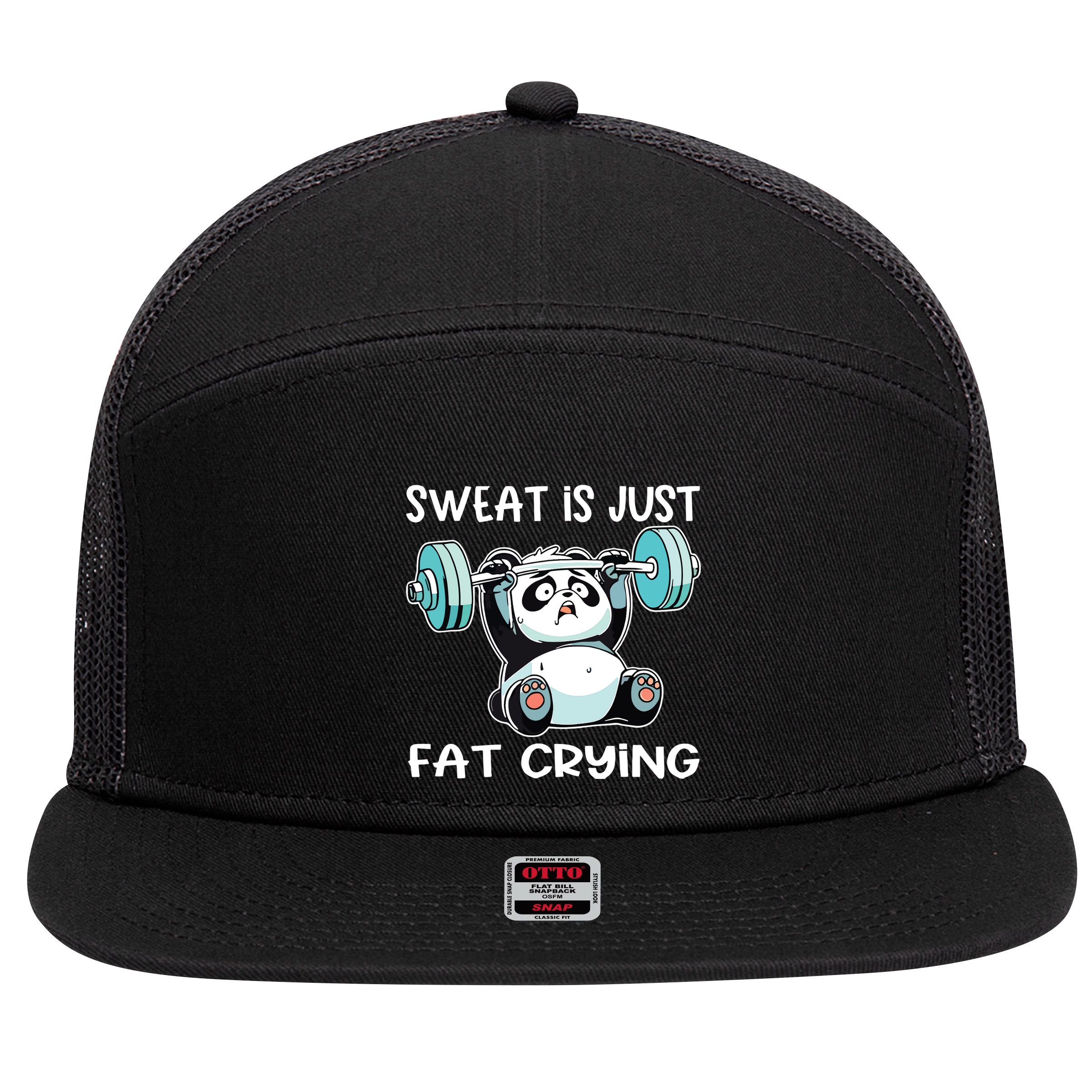 Panda Sweat Is Just Fat Crying Gym 7 Panel Mesh Trucker Snapback Hat