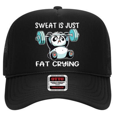 Panda Sweat Is Just Fat Crying Gym High Crown Mesh Back Trucker Hat