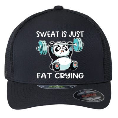 Panda Sweat Is Just Fat Crying Gym Flexfit Unipanel Trucker Cap