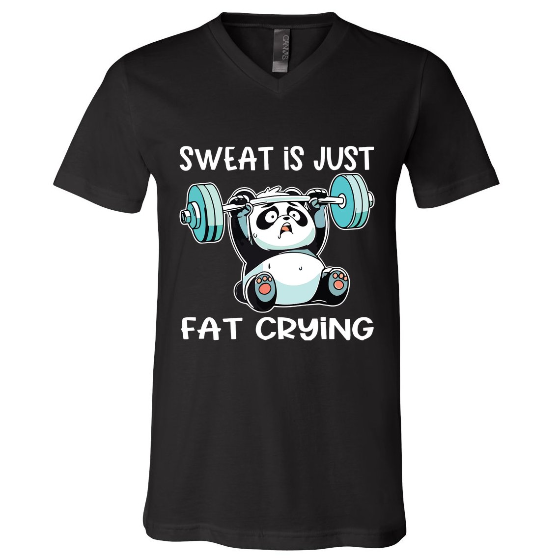 Panda Sweat Is Just Fat Crying Gym V-Neck T-Shirt