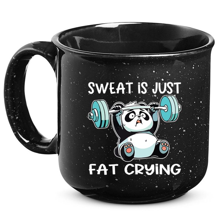 Panda Sweat Is Just Fat Crying Gym 15oz Campfire Ceramic Mug