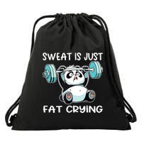 Panda Sweat Is Just Fat Crying Gym Drawstring Bag