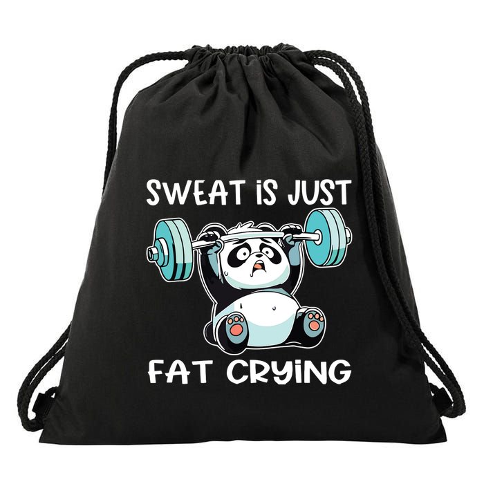 Panda Sweat Is Just Fat Crying Gym Drawstring Bag