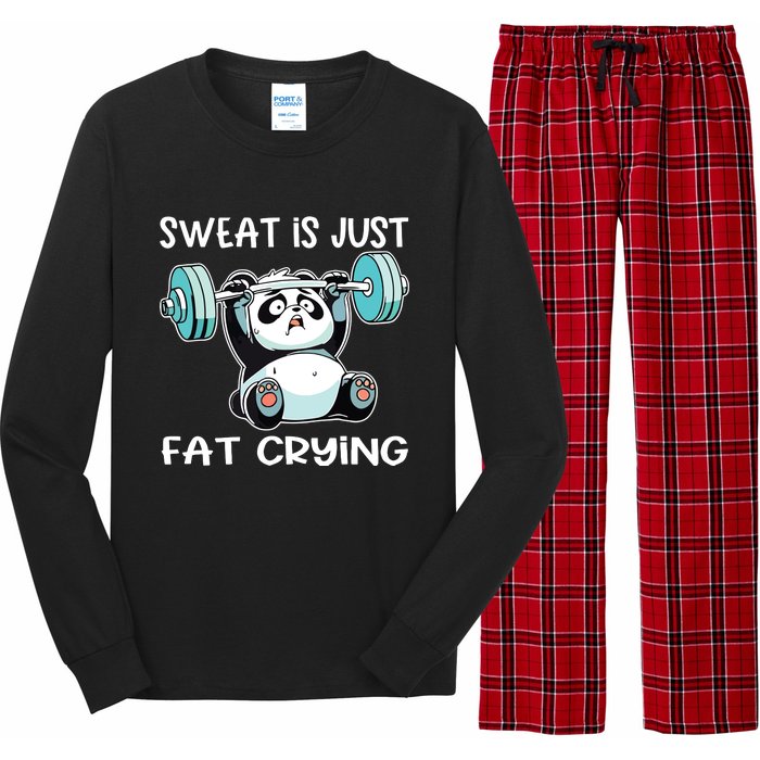 Panda Sweat Is Just Fat Crying Gym Long Sleeve Pajama Set