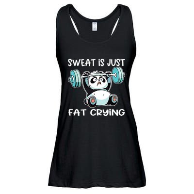 Panda Sweat Is Just Fat Crying Gym Ladies Essential Flowy Tank
