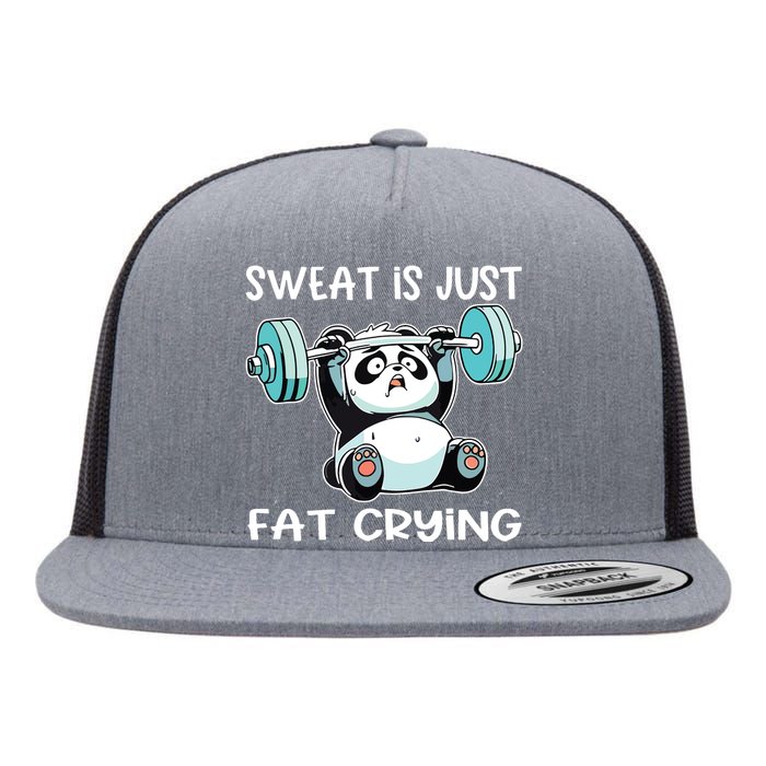 Panda Sweat Is Just Fat Crying Gym Flat Bill Trucker Hat