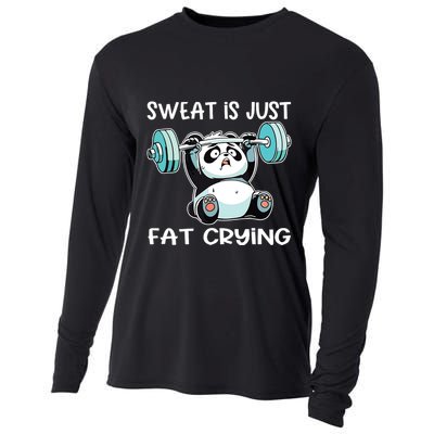 Panda Sweat Is Just Fat Crying Gym Cooling Performance Long Sleeve Crew