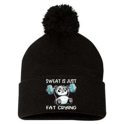 Panda Sweat Is Just Fat Crying Gym Pom Pom 12in Knit Beanie